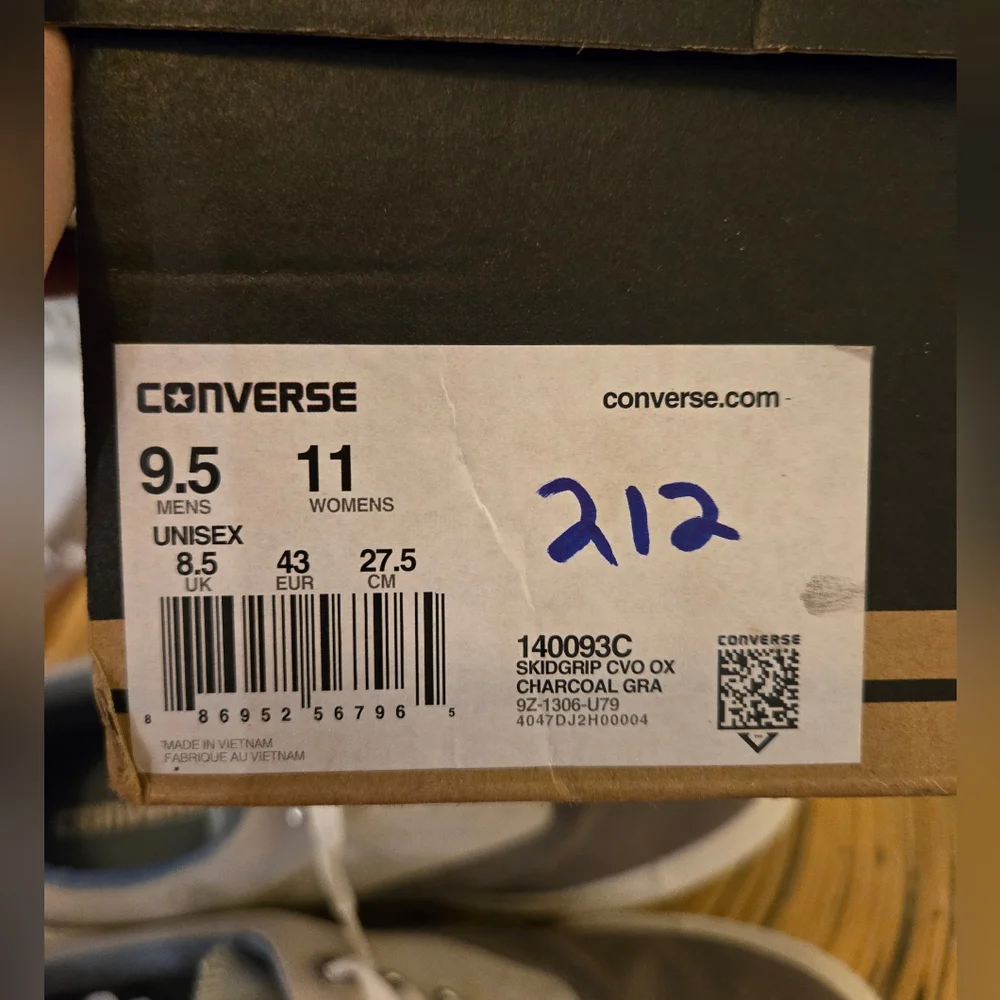 Converse skidgrip cvo ox charcoal grey SIZE 9.5 mens - Picture 7 of 7